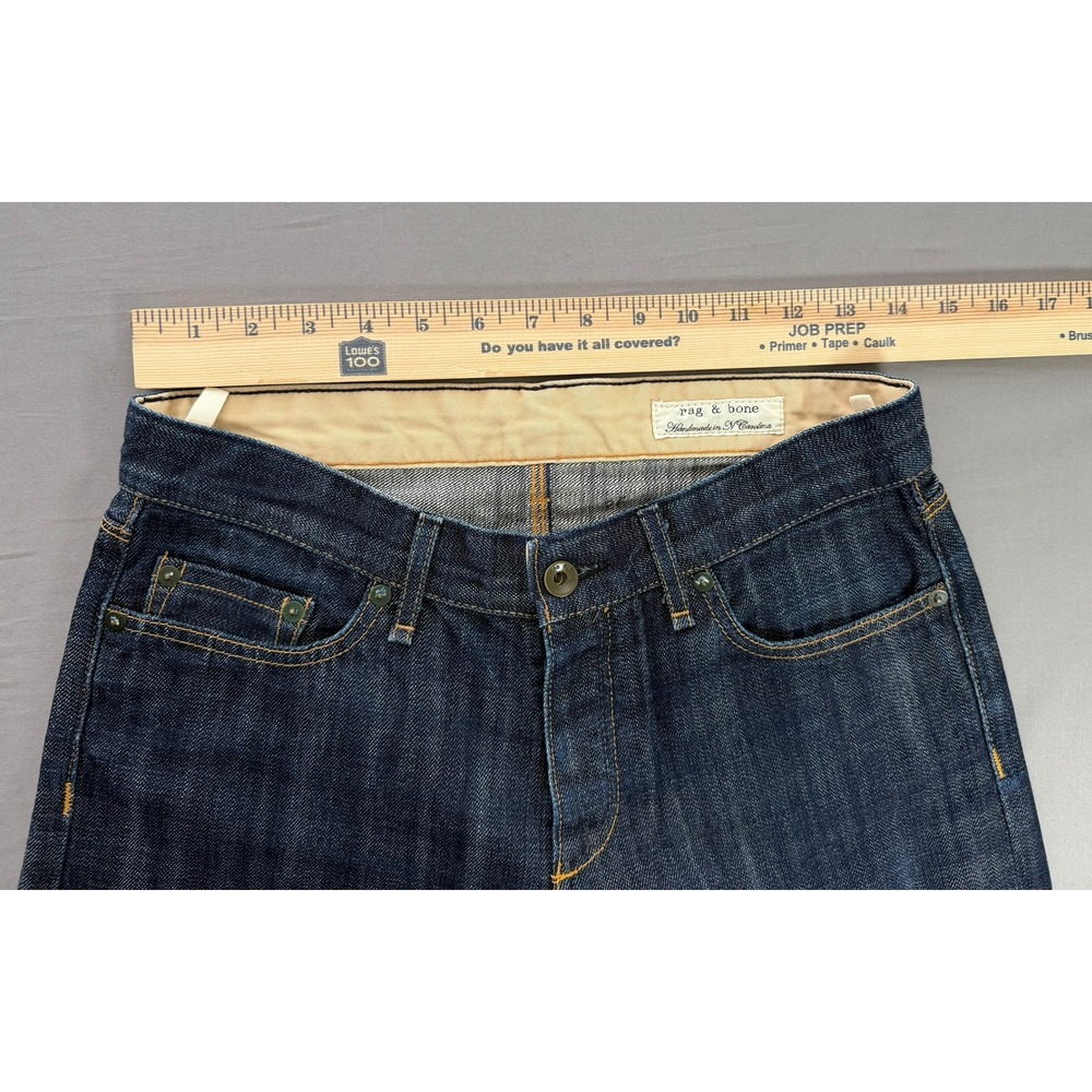 Rag & Bone Handmade in USA Dark Wash Straight Leg Button Fly Jeans Indigo 29 - Picture 4 of 12